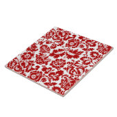 William Morris Floral Damask, Deep Red en White Tegeltje (Zijkant)