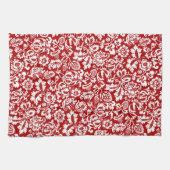 William Morris Floral Damask, Deep Red en White Theedoek (Horizontaal)