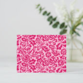 William Morris Floral Damask, Fuchsia and Pink Briefkaart (Staand voorkant)