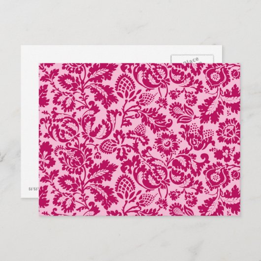 William Morris Floral Damask, Fuchsia and Pink Briefkaart (Voorkant / Achterkant)