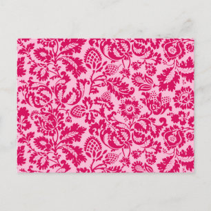 William Morris Floral Damask, Fuchsia and Pink Briefkaart