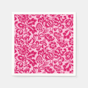 William Morris Floral Damask, Fuchsia and Pink Servet