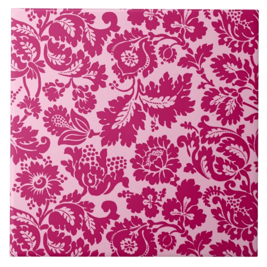 William Morris Floral Damask, Fuchsia and Pink Tegeltje (Voorkant)