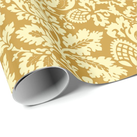 William Morris Floral Damask, Mustard Yellow Cadeaupapier (Rol Hoek)