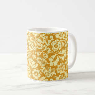 William Morris Floral Damask, Mustard Yellow Koffiemok