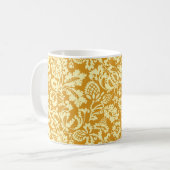 William Morris Floral Damask, Mustard Yellow Koffiemok (Voorkant links)