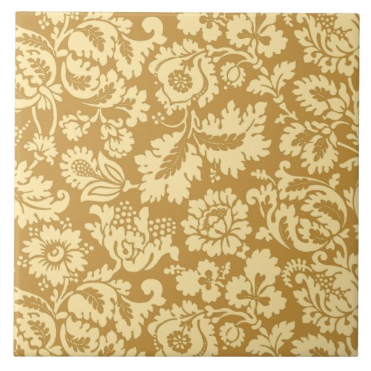 William Morris Floral Damask, Mustard Yellow Tegeltje (Voorkant)
