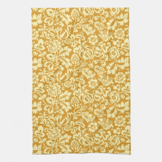 William Morris Floral Damask, Mustard Yellow Theedoek (Verticaal)