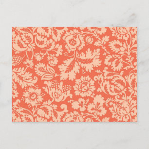William Morris Floral Damask, Peach en Coral Briefkaart