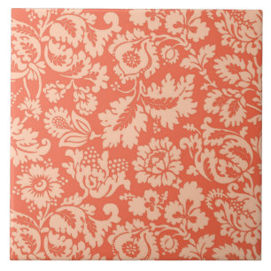 William Morris Floral Damask, Peach en Coral Tegeltje