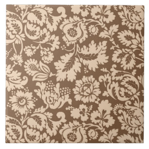 William Morris Floral Damask, Taupe Tan en Beige Tegeltje