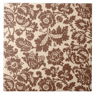 William Morris Floral Damask, Taupe Tan on Beige Tegeltje