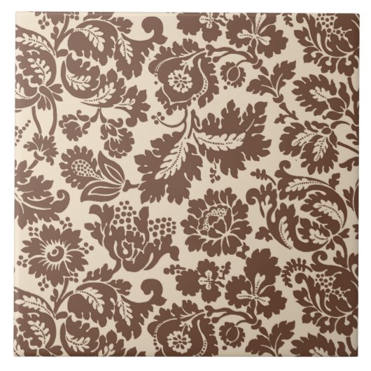 William Morris Floral Damask, Taupe Tan on Beige Tegeltje (Voorkant)