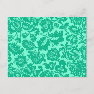 William Morris Floral Damask, Turquoise en Aqua Briefkaart