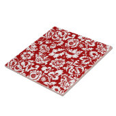 William Morris Floral Damask, White op Deep Red Tegeltje (Zijkant)