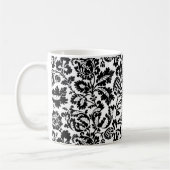 William Morris Floral Damask, zwart op witte koffi Koffiemok (Links)
