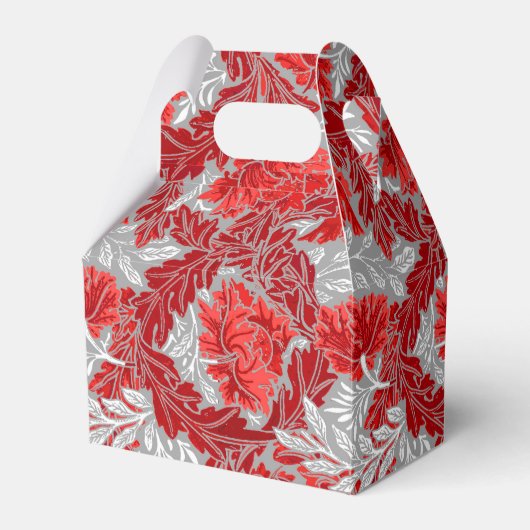 William Morris Floral, Deep Red en Grey/Grey Bedankdoosjes (Voorkant Zijde)