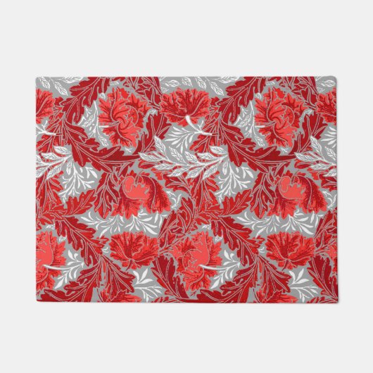 William Morris Floral, Deep Red en Grey/Grey Deurmat (Voorkant)
