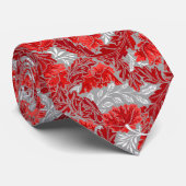 William Morris Floral, Deep Red en Grey/Grey Stropdas (Opgerold)