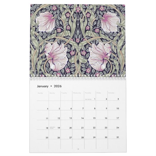 William Morris Floral Design Kalender (Jan 2026)