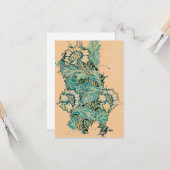 William Morris FLORAL DESIGN PEACH FLAT NOTE CARD Kaart (Voorkant / Achterkant in situ)