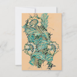 William Morris FLORAL DESIGN PEACH FLAT NOTE CARD Kaart