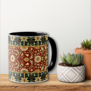 William Morris Floral Design Red Gold en Blue Mok