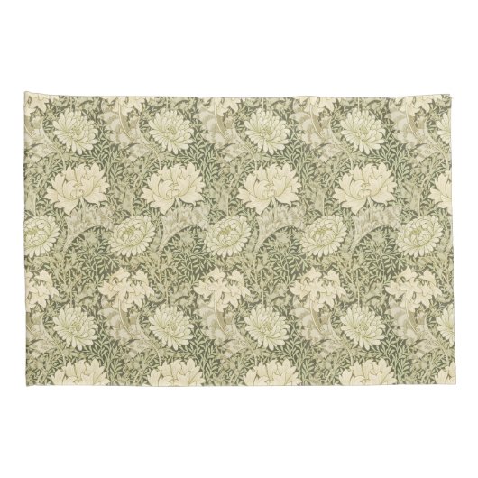 William Morris' Floral Elegance Gold & Green Kussensloop (Achterkant-Rechts)