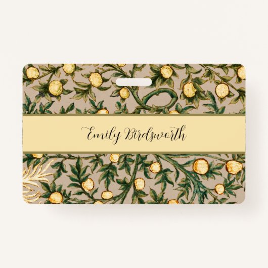 William Morris Floral Fruit Garden Flower Classic Badge (Voorkant)