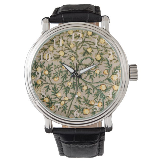 William Morris Floral Fruit Garden Flower Classic Horloge (Voorkant)