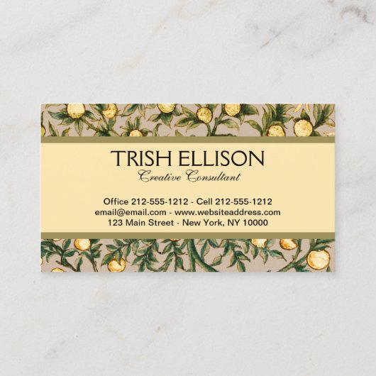 William Morris Floral Fruit Garden Flower Classic Visitekaartje (Achterkant)