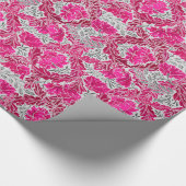 William Morris Floral, Fuchsia Pink en Silver Grey Cadeaupapier (Hoek)