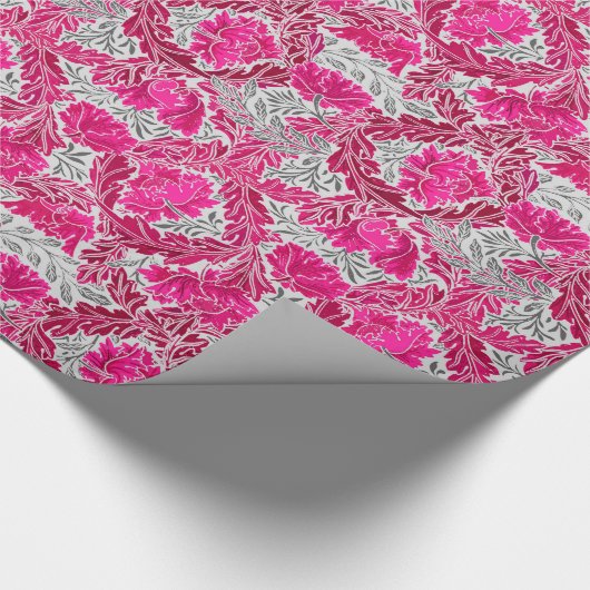 William Morris Floral, Fuchsia Pink en Silver Grey Cadeaupapier (Hoek)