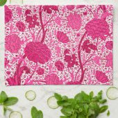 William Morris Floral, Fuchsia Pink en White Theedoek (Gevouwen)