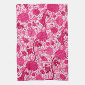 William Morris Floral, Fuchsia Pink en White Theedoek (Verticaal)