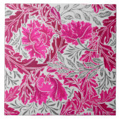 William Morris Floral, Fuchsia Pink & Grey/Grey Tegeltje (Voorkant)