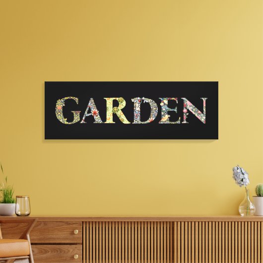 William Morris Floral Garden Motto en Lijst Canvas Afdruk (Insitu (Woonkamer))