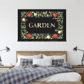 William Morris Floral Garden Motto en Lijst Canvas Afdruk (Insitu (Slaapkamer))