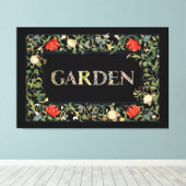 William Morris Floral Garden Motto en Lijst Canvas Afdruk (Insitu (Houten vloer))