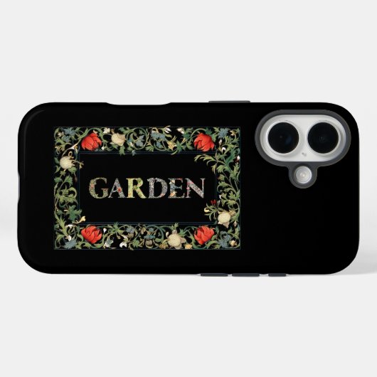 William Morris Floral Garden Motto en Lijst Case-Mate iPhone Case (Achterkant (horizontaal))
