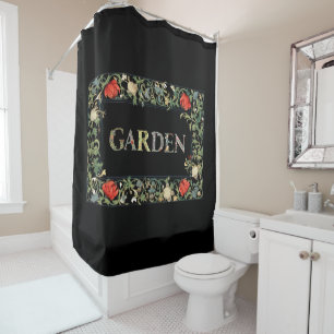 William Morris Floral Garden Motto en Lijst Douchegordijn
