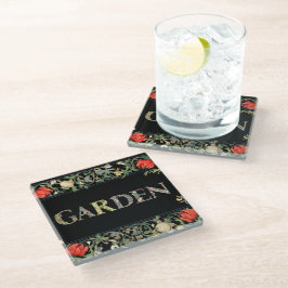 William Morris Floral Garden Motto en Lijst Glazen Onderzetter