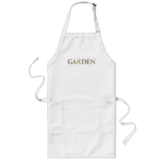 William Morris Floral Garden Motto en Lijst Lang Schort (Voorkant)