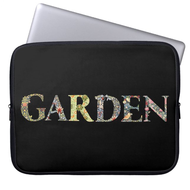 William Morris Floral Garden Motto en Lijst Laptop Sleeve (Voorkant)