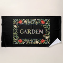 William Morris Floral Garden Motto en Lijst Strandlaken