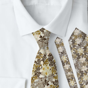 William Morris Floral Gold Cream Stropdas