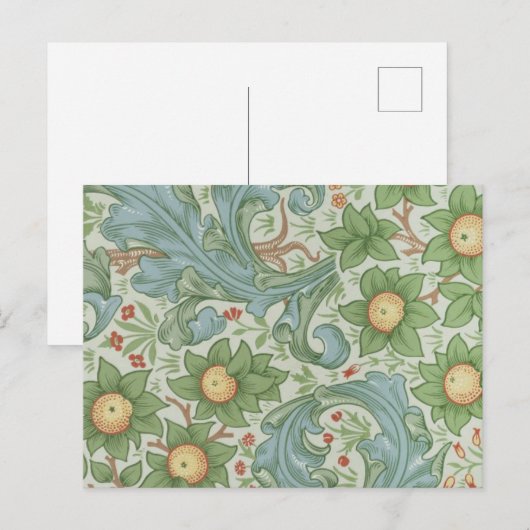 William Morris  Floral Green Blue Orchard Briefkaart (Voorkant / Achterkant)
