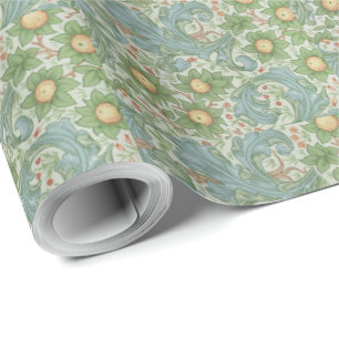 William Morris  Floral Green Blue Orchard Cadeaupapier