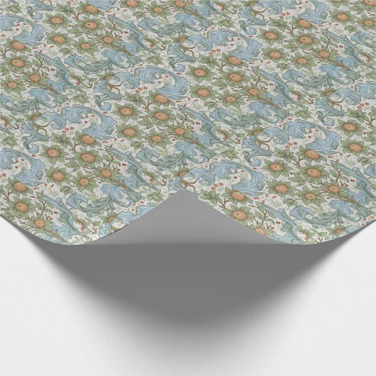 William Morris  Floral Green Blue Orchard Cadeaupapier (Hoek)