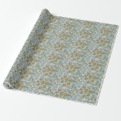 William Morris  Floral Green Blue Orchard Cadeaupapier (Uitgerold)